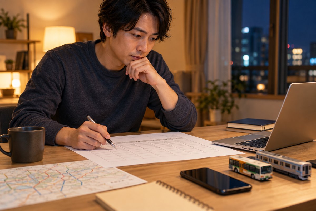 通勤と勤務時間を確認する人の生成イメージ