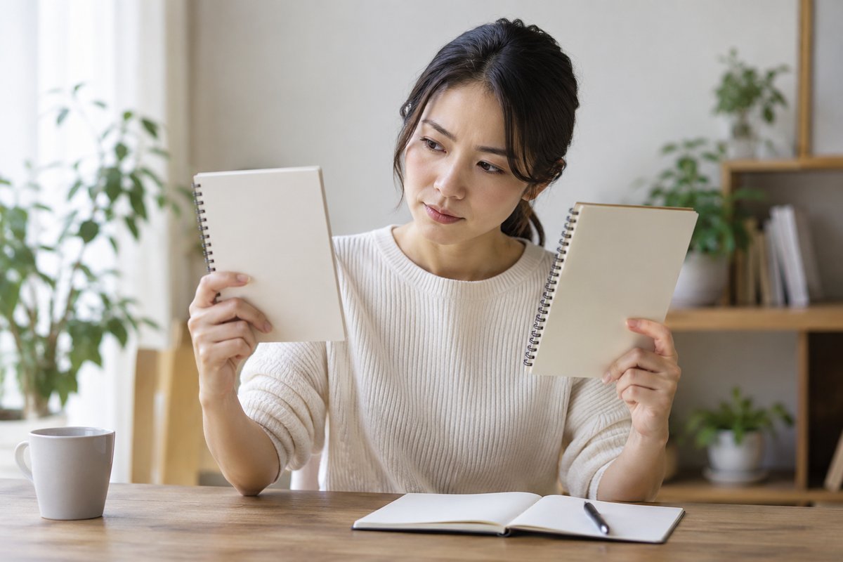 売場を比べる人の生成イメージ