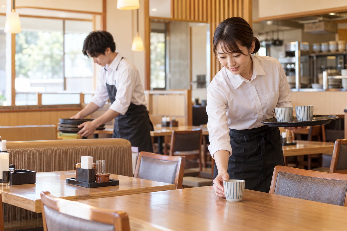 朝の店内準備の生成イメージ