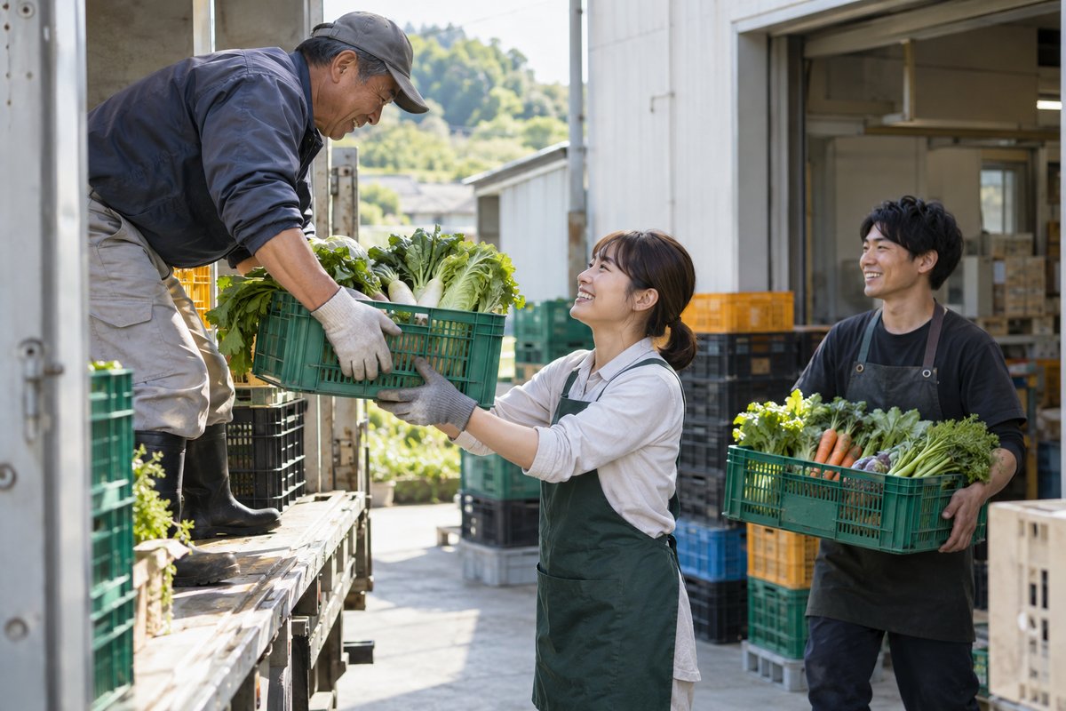 生産者から納品を受ける生成イメージ