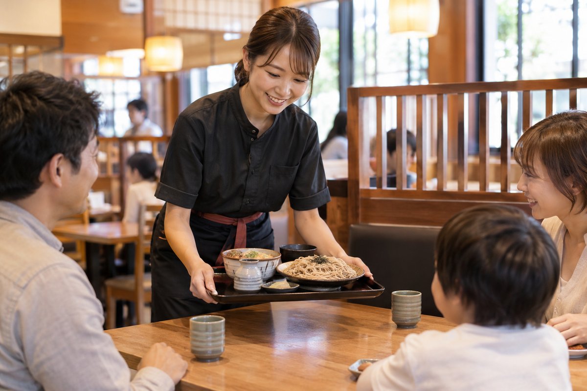 料理を客席に運ぶ生成イメージ