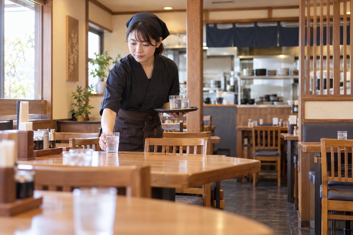 開店前に客席を整える生成イメージ