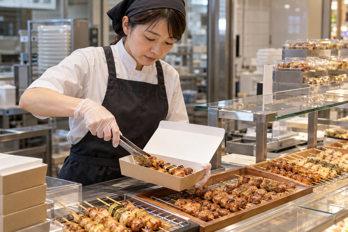 焼き鳥を包装する仕事の生成イメージ