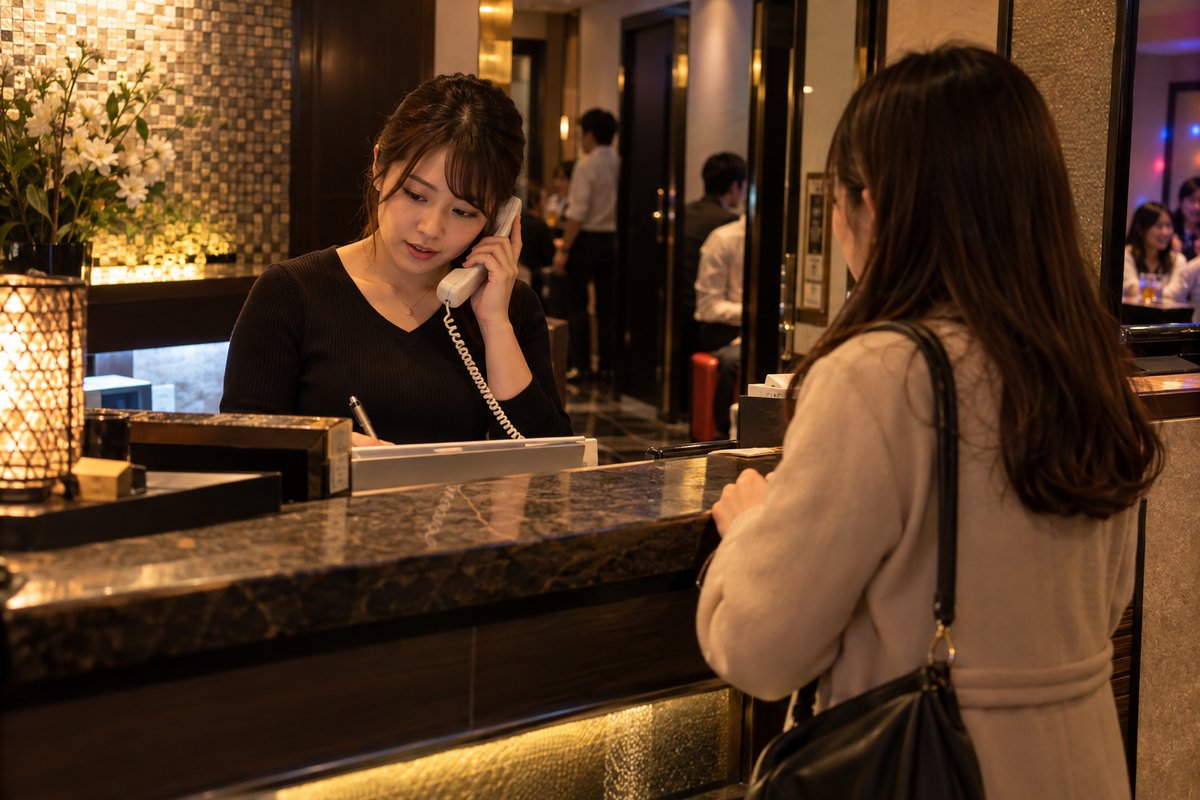 カラオケ店で問い合わせに対応する生成イメージ