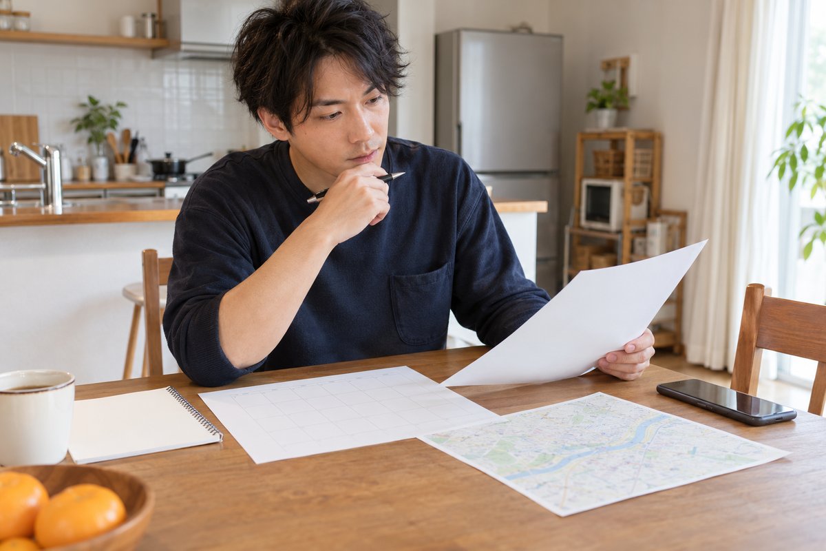 勤務時間を検討する人の生成イメージ
