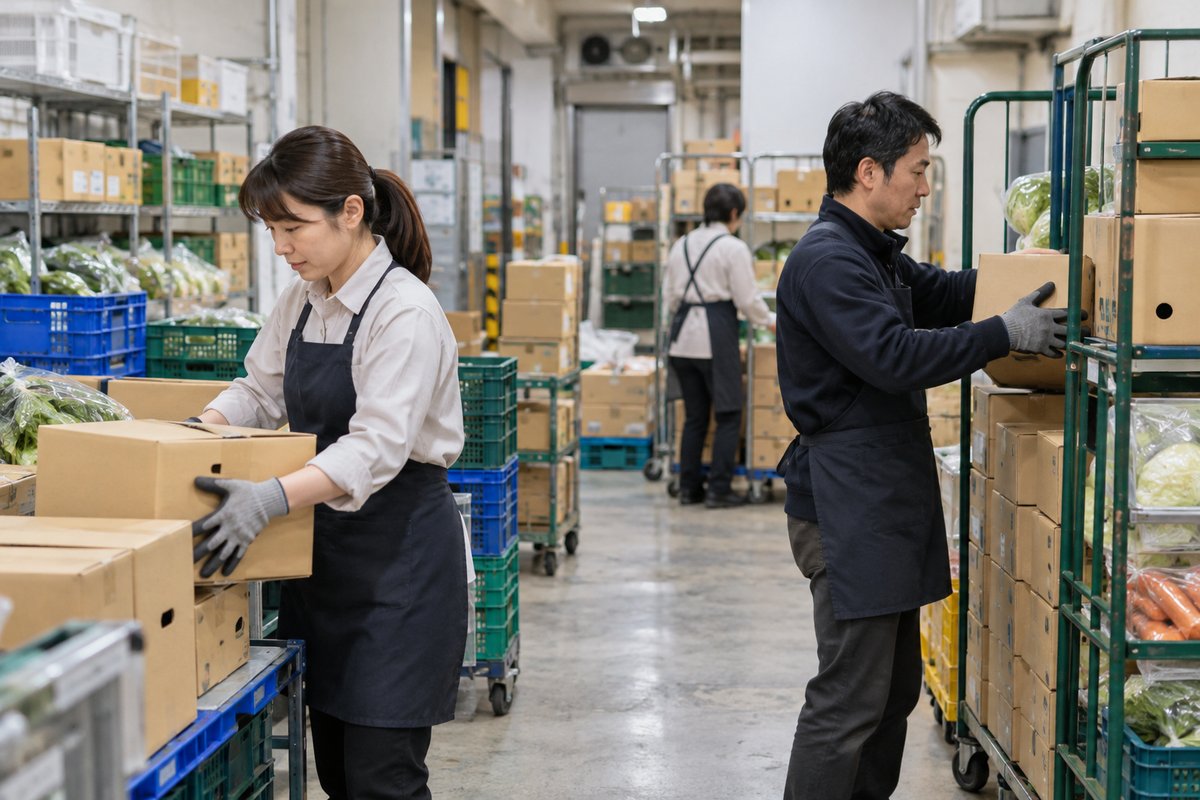 食品の納品整理を表す生成画像