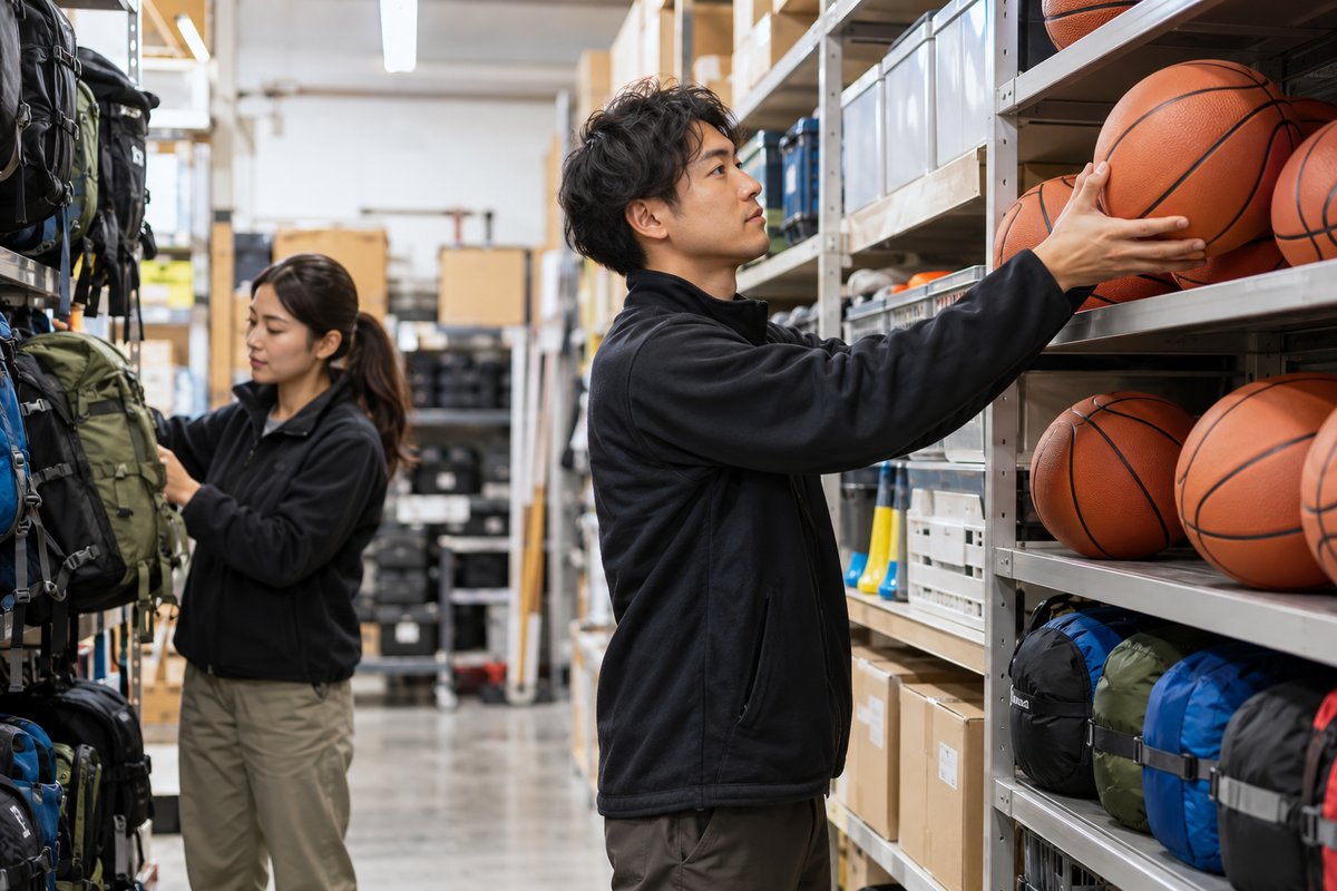 スポーツ用品の整理を表す生成画像
