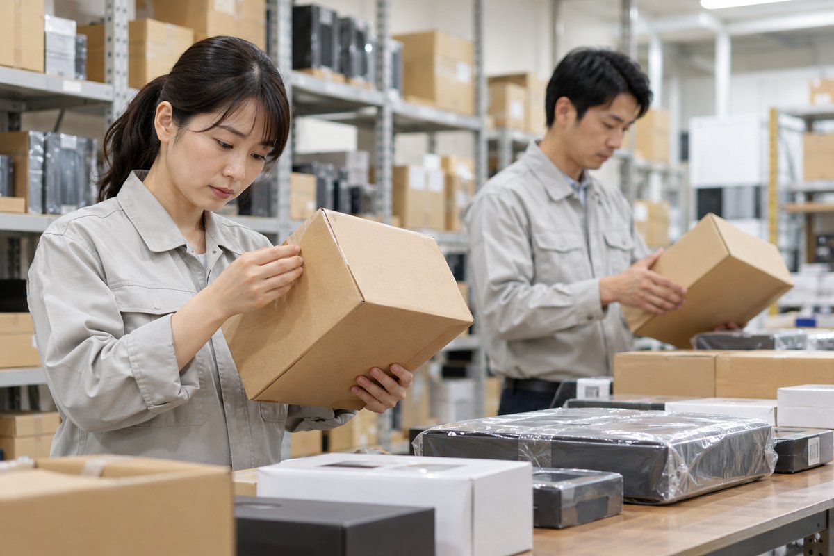 商品の梱包確認を表す生成画像