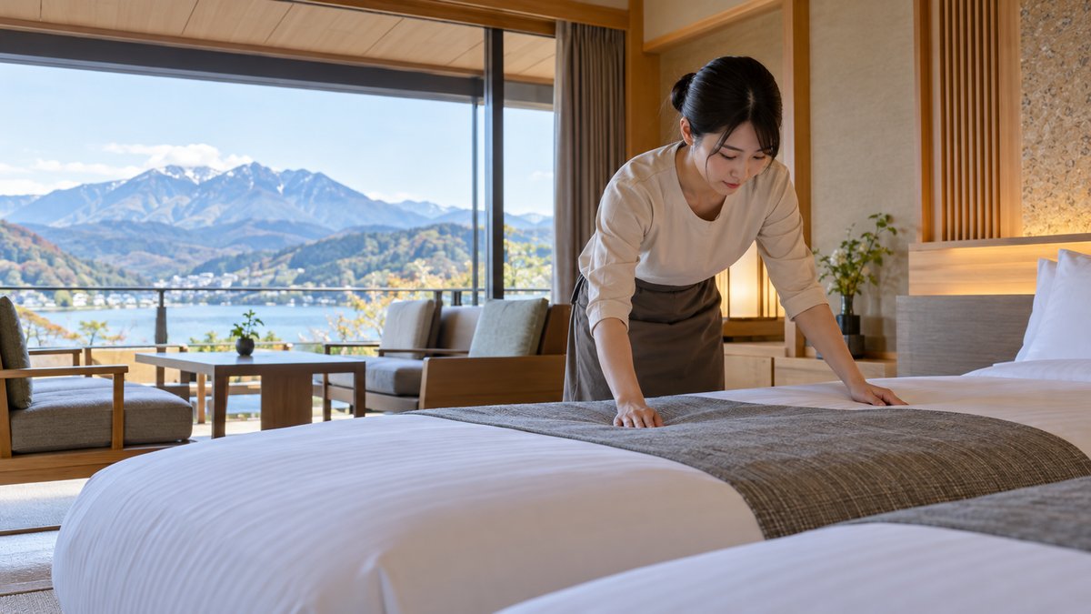 リゾート施設の勤務を表す生成画像