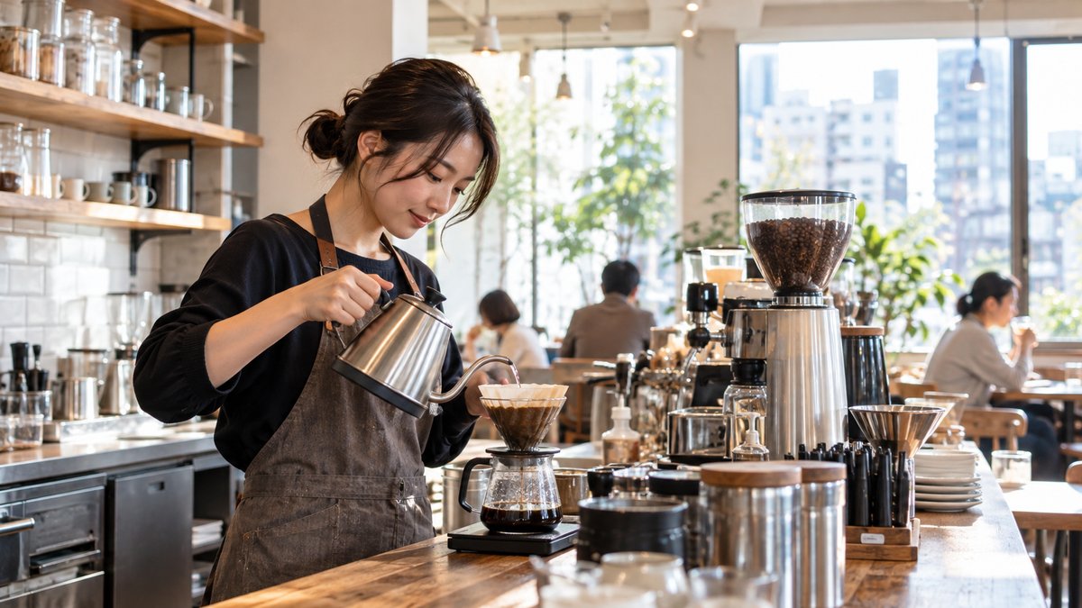 朝のカフェ店内の生成写真