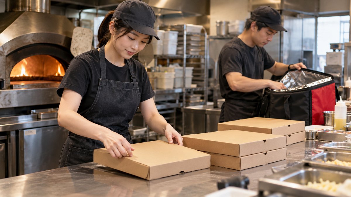 ピザ店で作業を準備する人の生成イメージ