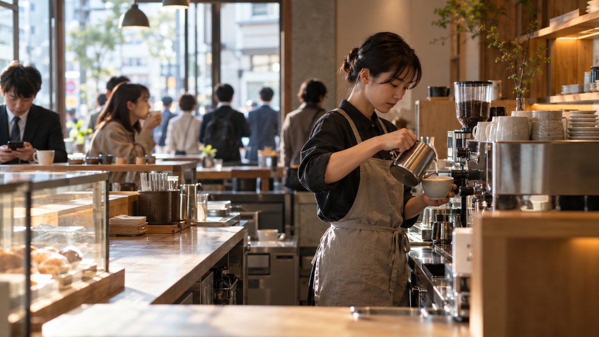セルフサービス型カフェのカウンターの生成イメージ