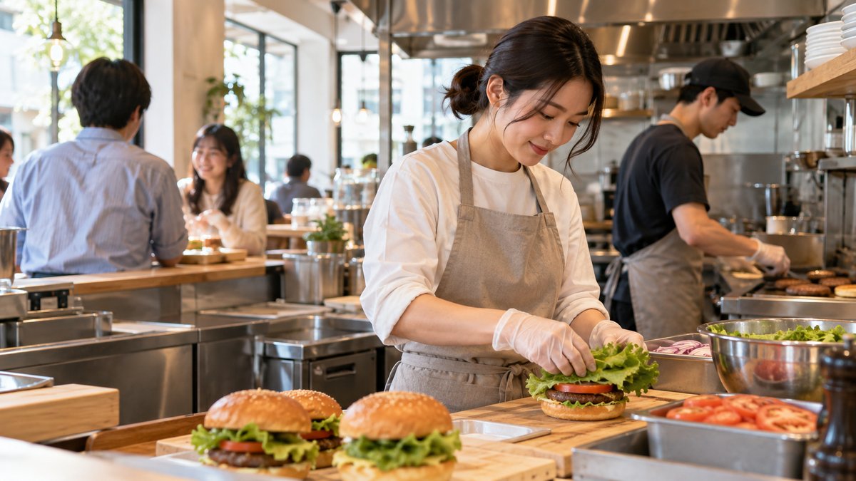 バーガーカフェの仕事の生成イメージ