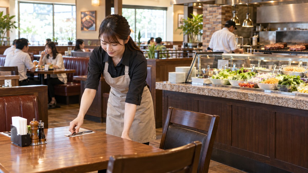 レストランで働く人の生成イメージ