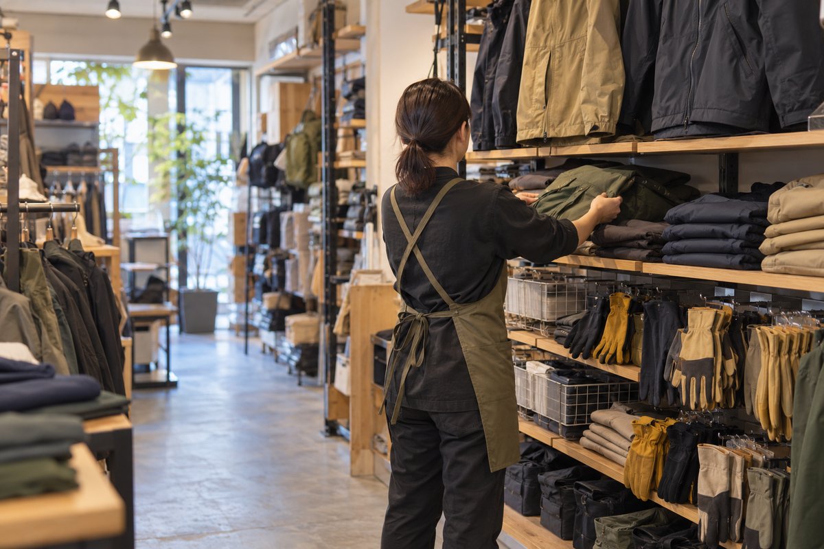 作業服売場で商品を整える仕事の生成イメージ