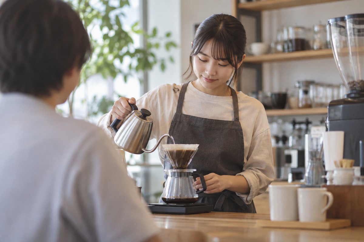 珈琲店のカウンター業務の生成イメージ