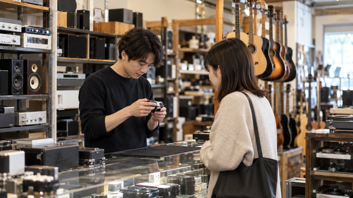 中古機器店の売場の生成イメージ