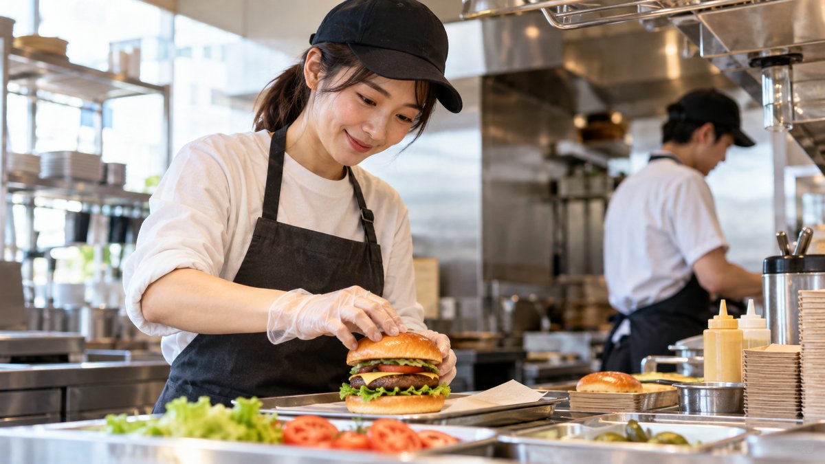 バーガー店で準備する生成イメージ