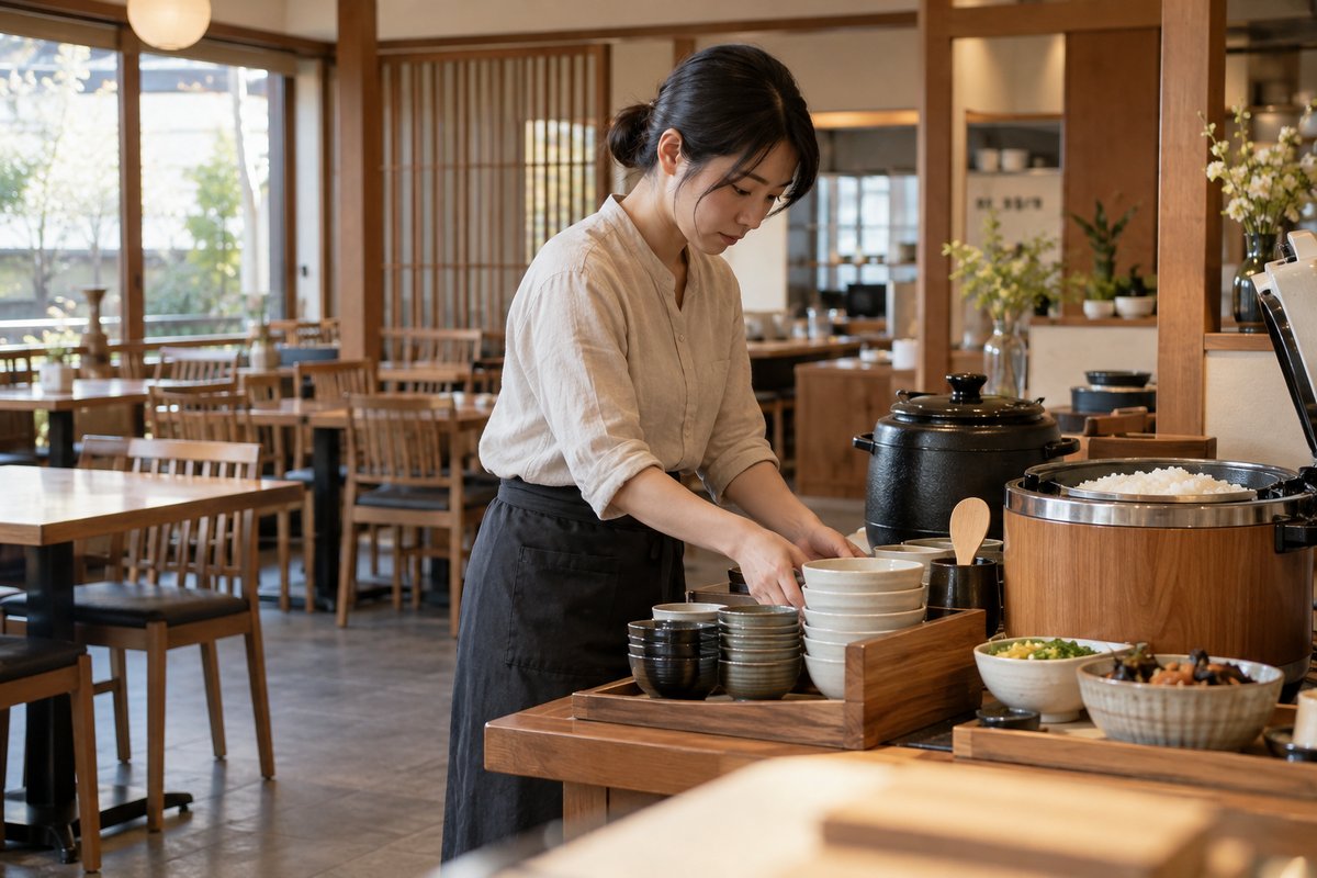 和食店の客席準備を表す生成イメージ
