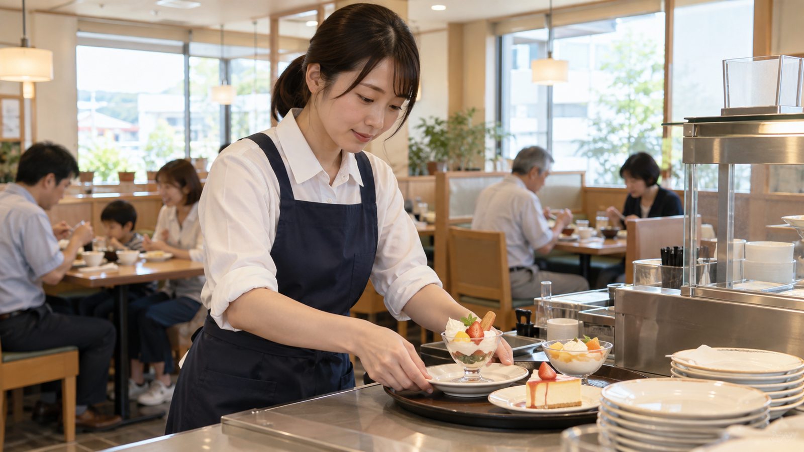 ファミリーレストランで料理を準備する人のイメージ