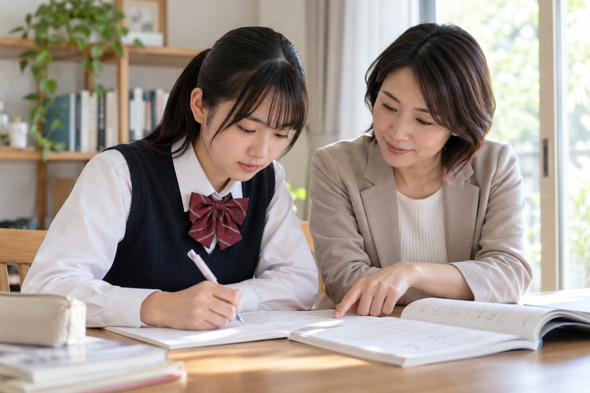 家庭教師が生徒を指導する生成イメージ