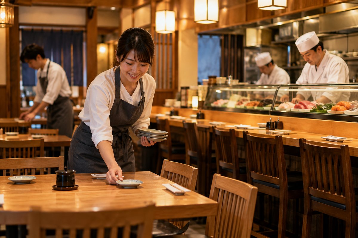 寿司居酒屋の開店準備を表す生成画像