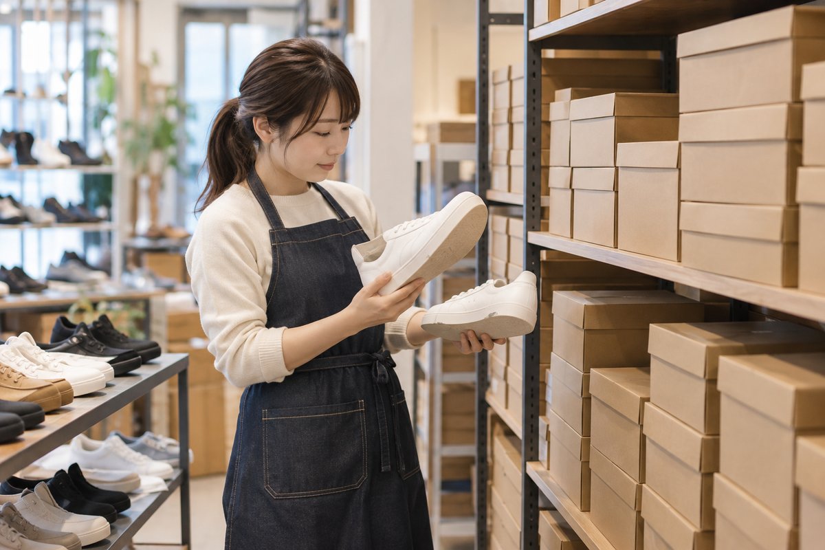 靴のサイズを確認する生成イメージ