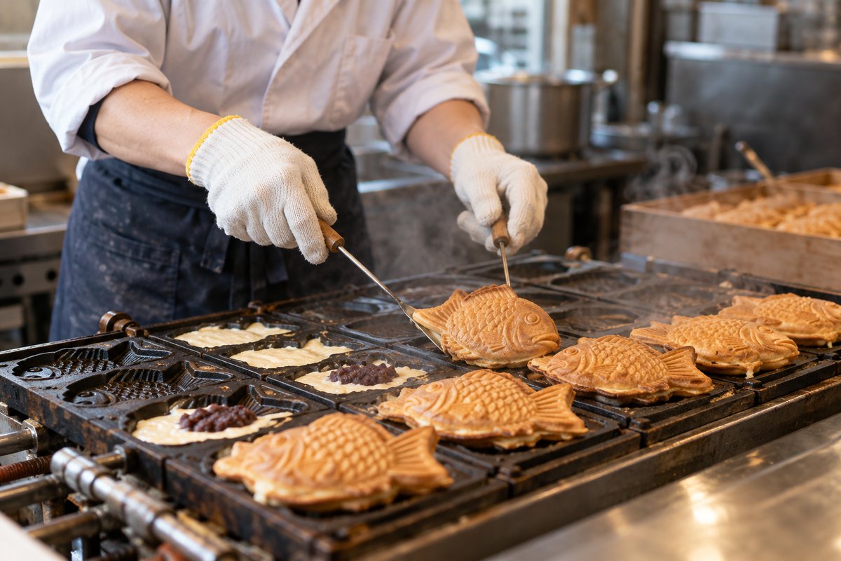 たい焼きを焼く作業の生成イメージ