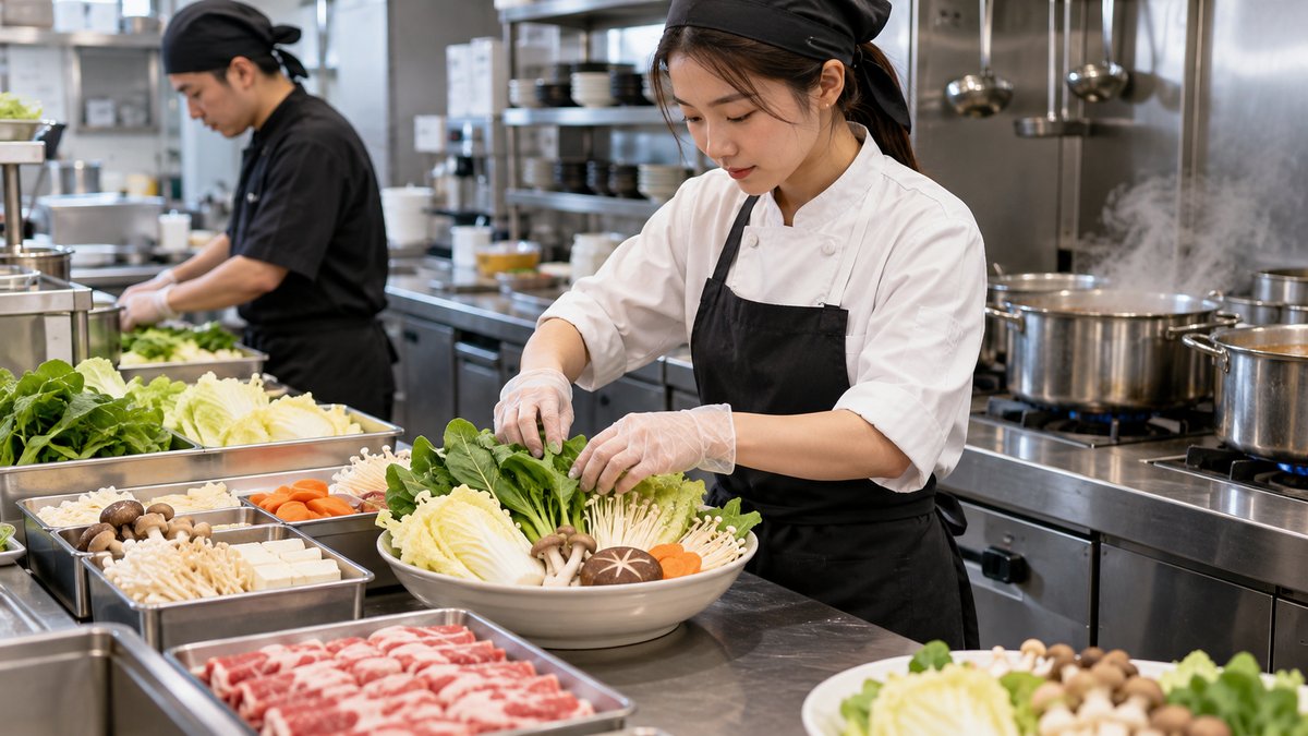 鍋料理の材料を準備する生成写真