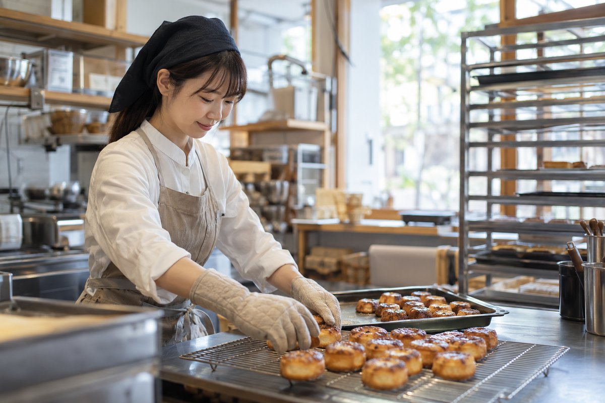 焼き菓子を整える人の生成イメージ