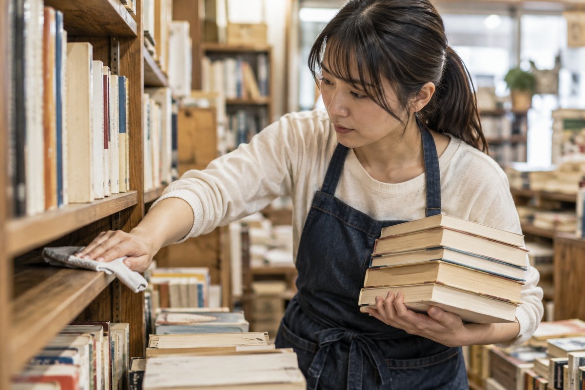 買取品を仕分ける人の生成イメージ