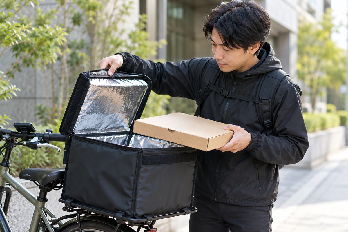 配達前に荷物を確認する人の生成イメージ