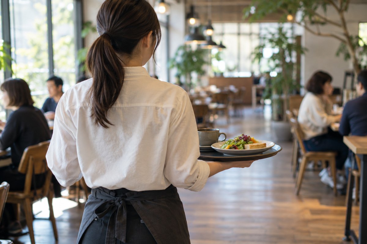 料理を運ぶ人の生成イメージ