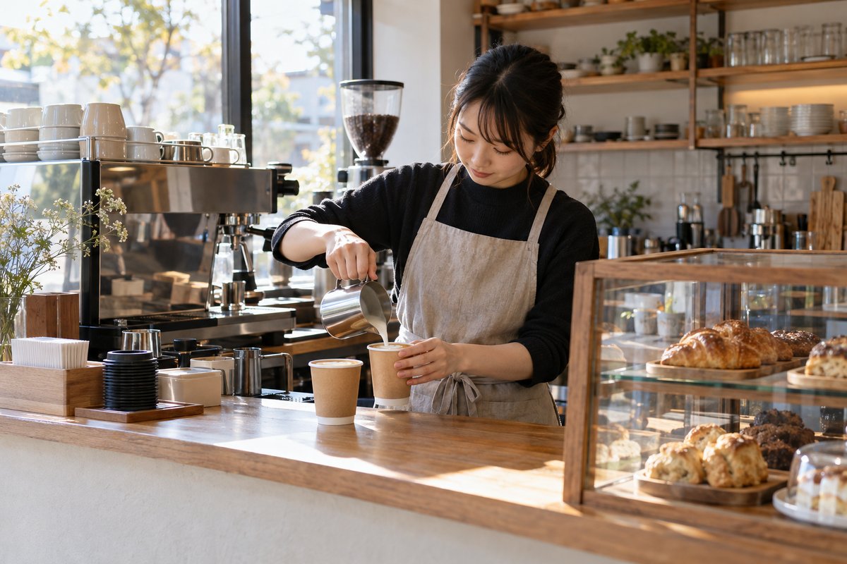 ドリンクを準備する人の生成イメージ