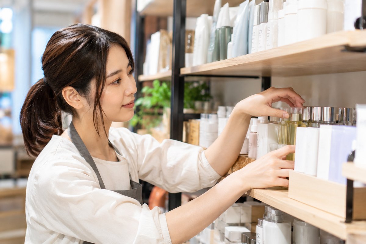 商品を陳列する人の生成イメージ