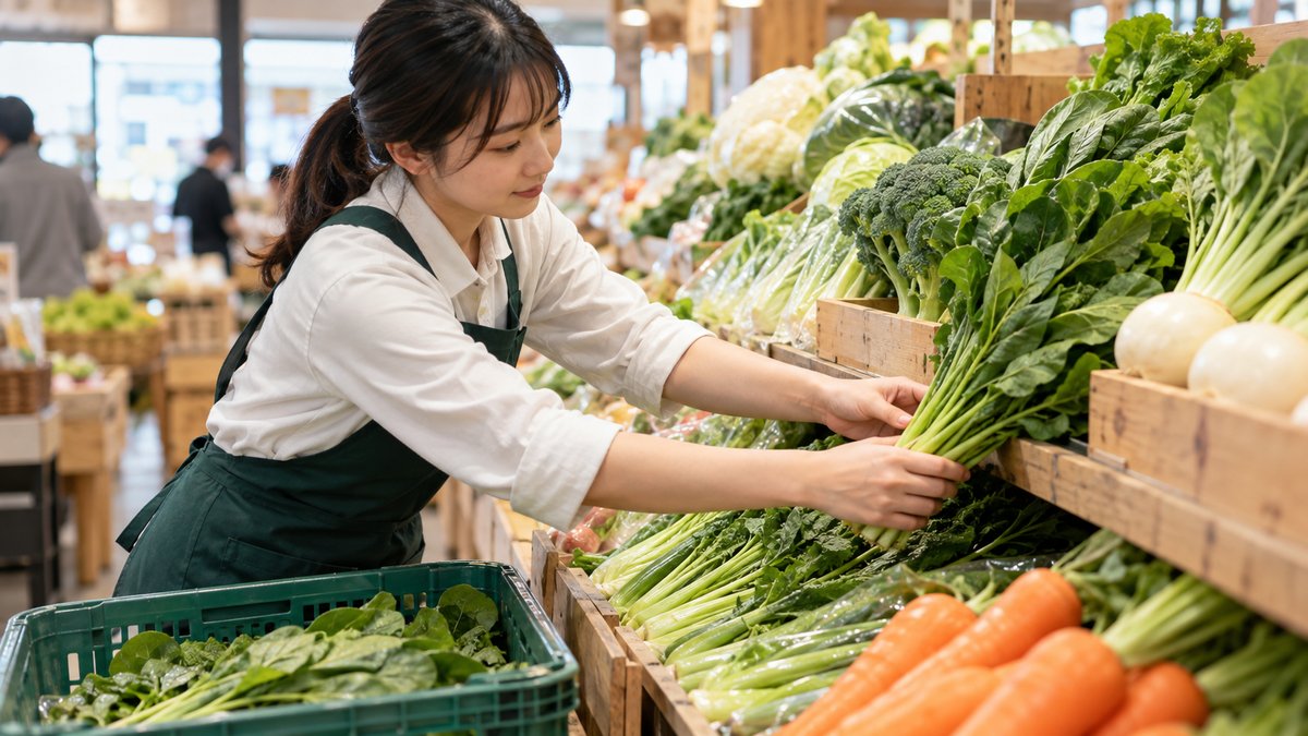 野菜を陳列する生成イメージ
