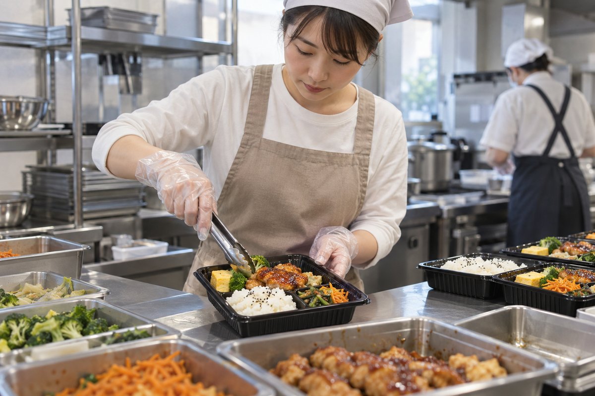 弁当を盛り付ける生成イメージ
