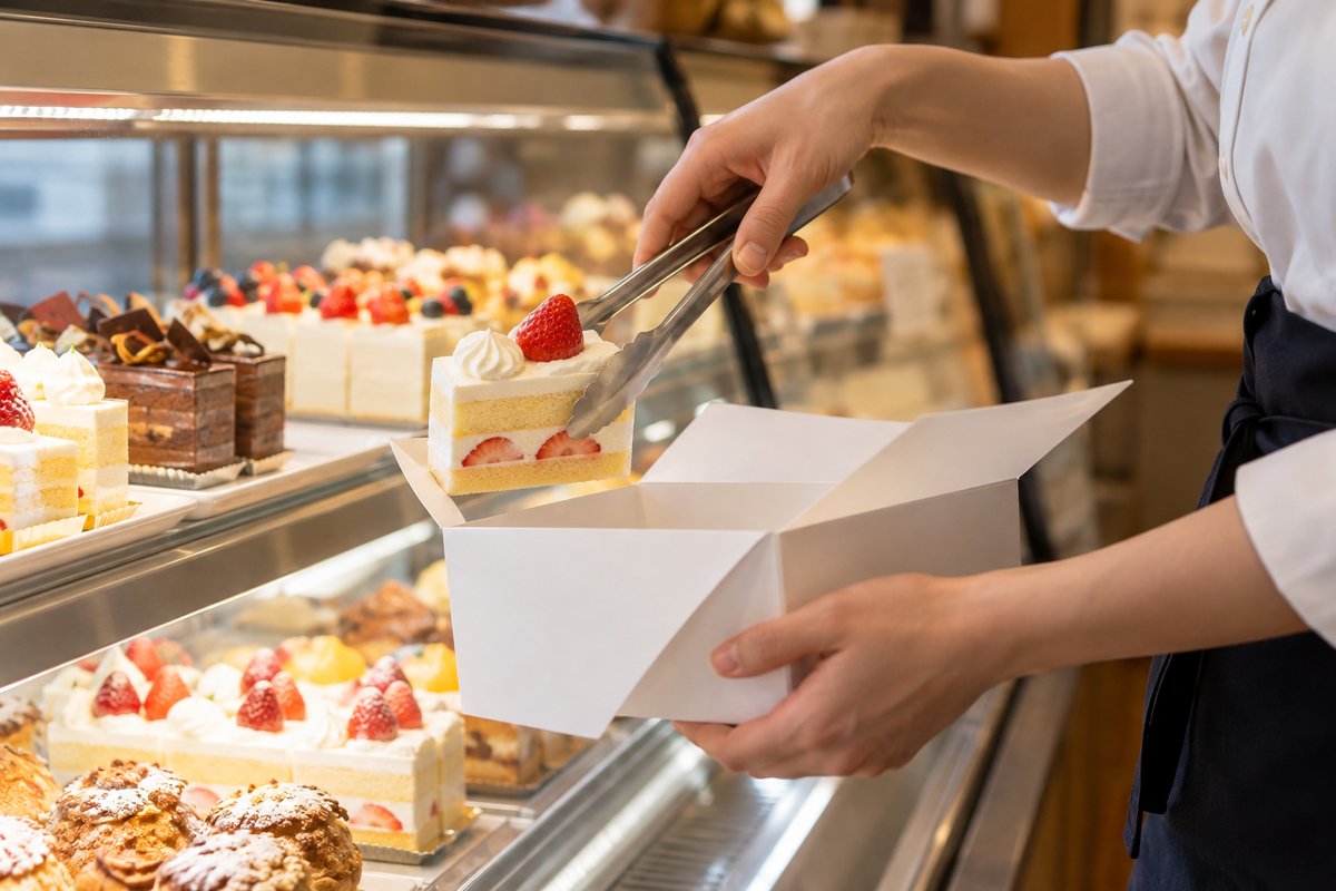 ケーキの箱詰めを表す生成画像